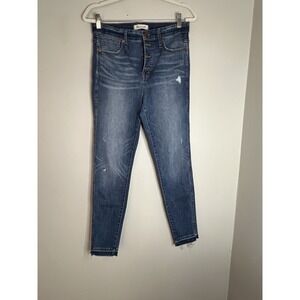 Madewell 10" High Rise‎ Skinny Jeans Women's Petite 29P Black Raw Hem Button Fly